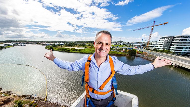 Reside Communities CEO Glen Brown admires the view from eight storeys up at  Esperance Hope Island