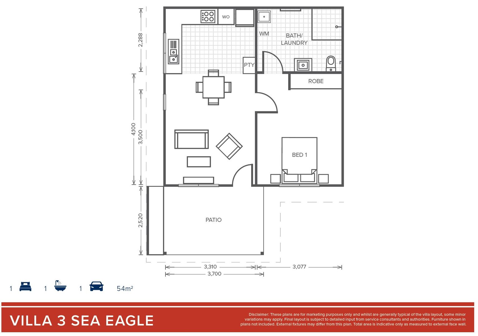 Villa 3 - Oak Tree Retirement Village Boronia Heights - 1 Bed + 1 Bath