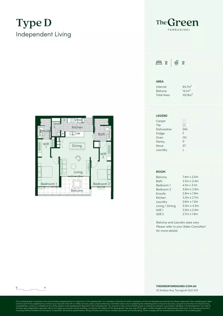 East-facing, two-bedroom apartment with a peaceful nature reserve outlook