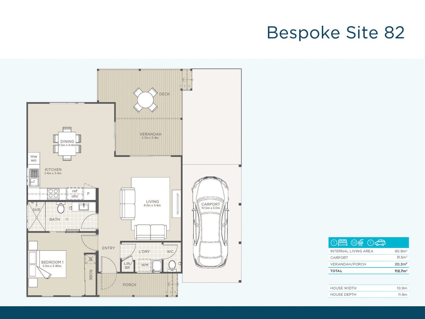 Bespoke 1 bedroom home in lakeside community