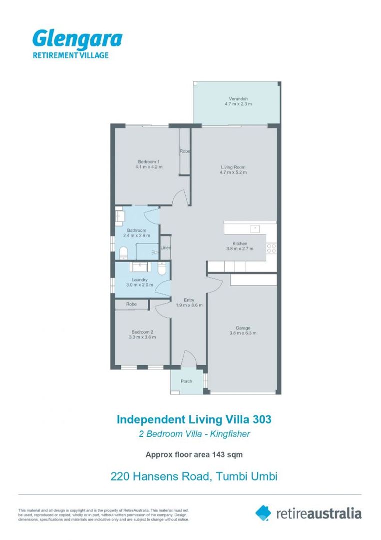 Comfort and privacy awaits in this modern retirement villa.