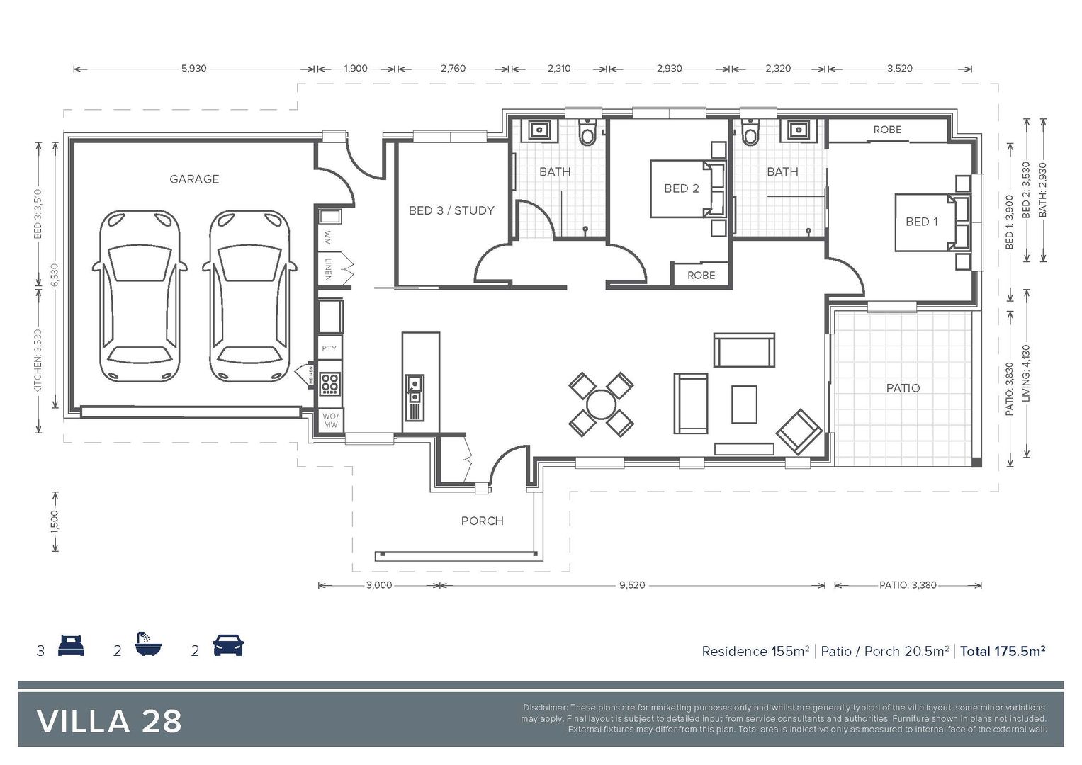 Villa 28 | 3 Bed 2 Bath Oak Tree Retirement Village, Taylor St