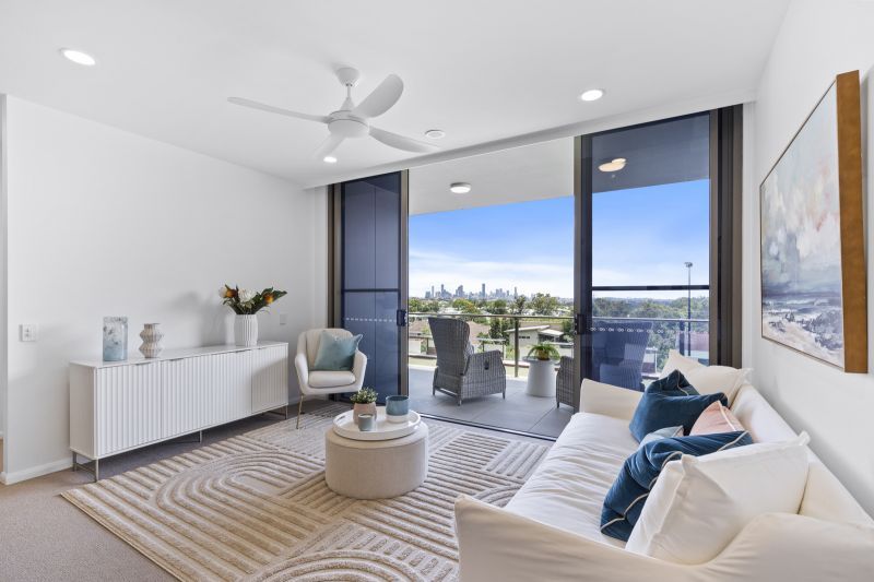 North-facing two-bedroom apartment with Brisbane skyline views