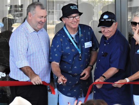 Dignitaries cut the ribbon at the opening of the RV Oceanside resort in Queensland