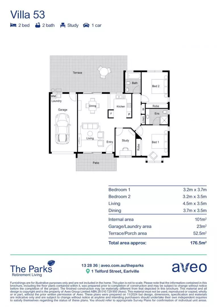 Great sized two-bedroom villa with large outdoor patio