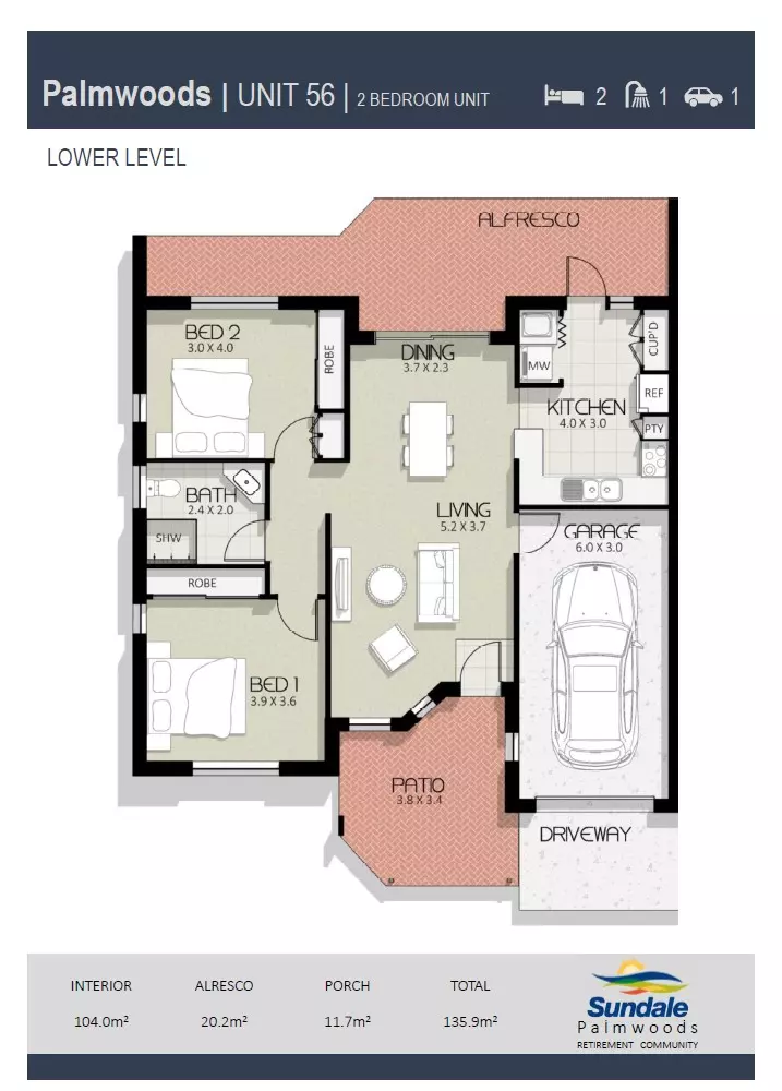 Larger Style 2 bedroom Unit