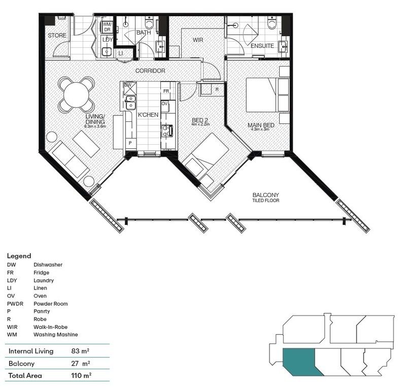 Architecturally Designed Two-bedroom Apartment on the 1st Floor