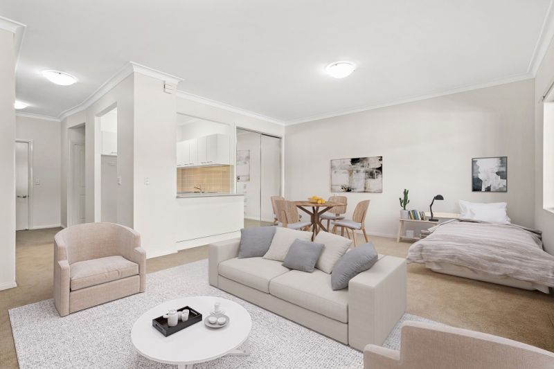 Ground floor studio apartment with east facing enclosed balcony