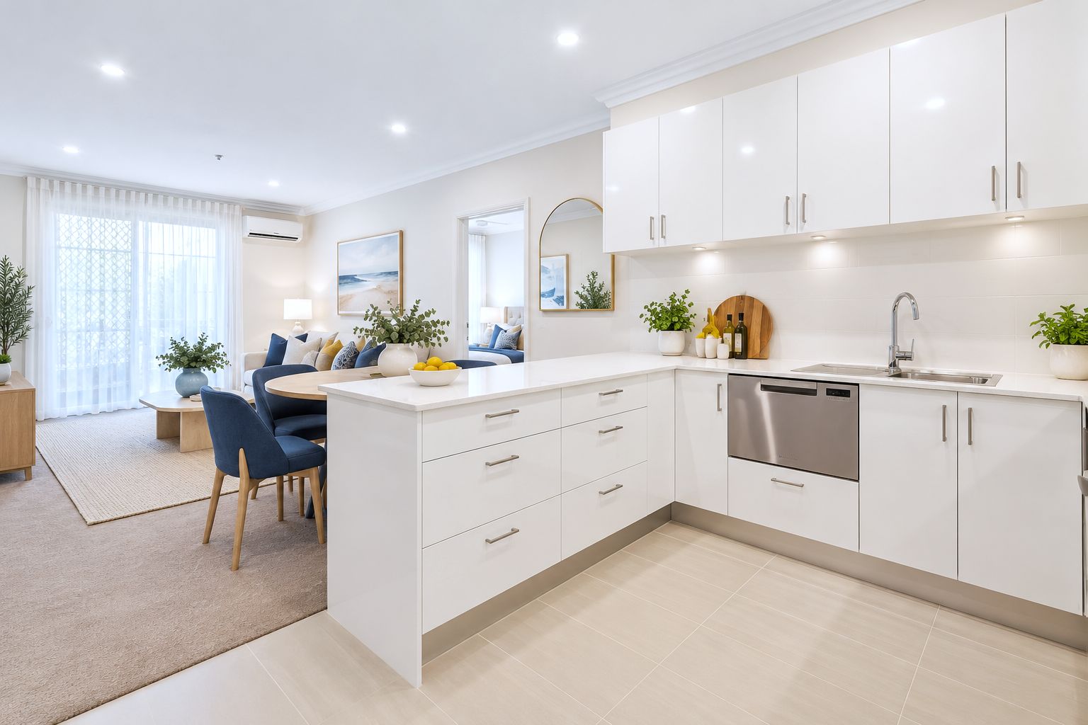 Large 2-bedroom, 2-bathroom ground-floor apartment