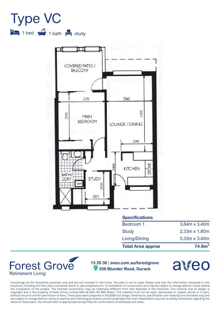One bedroom plus study home close to community facilities