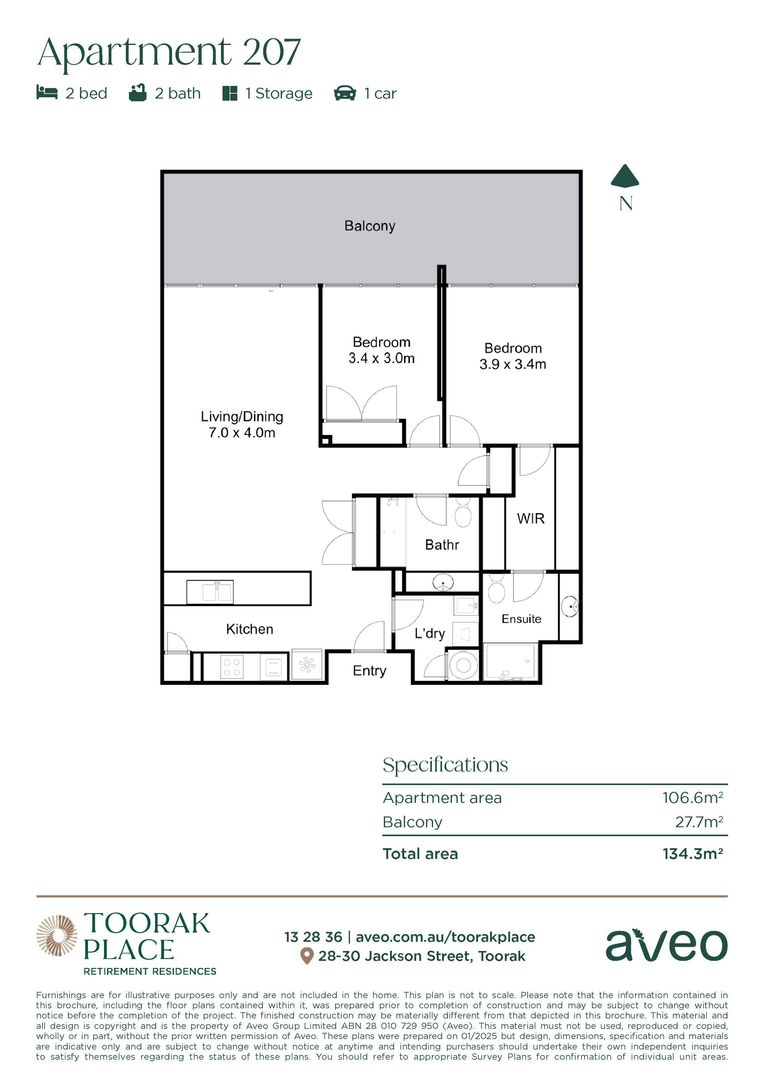 North-facing 2-bedroom apartment with views!