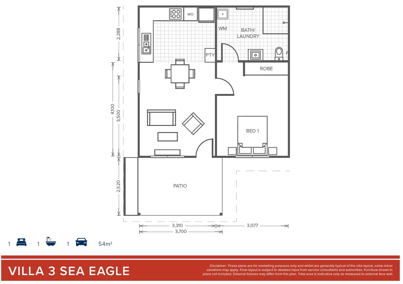 Villa 3 | 1 Bed + 1 Bath - Oak Tree Retirement Village Boronia Heights
