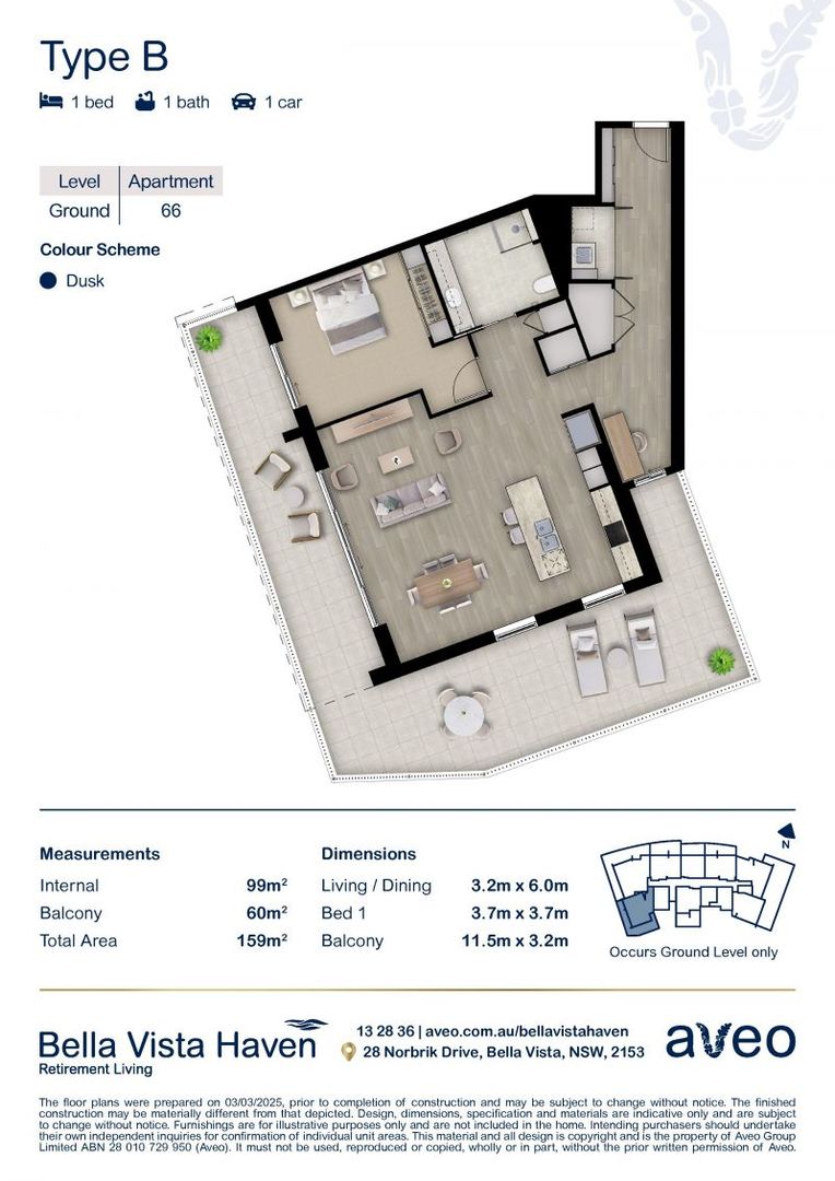 Expansive One-Bedroom Apartment with a Private Courtyard