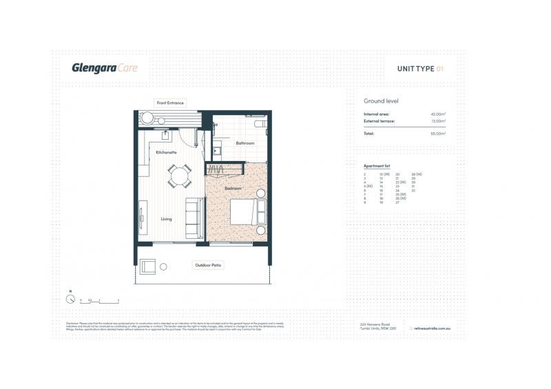 A ground-floor apartment featuring large terrace for easy access for visitors and parking.