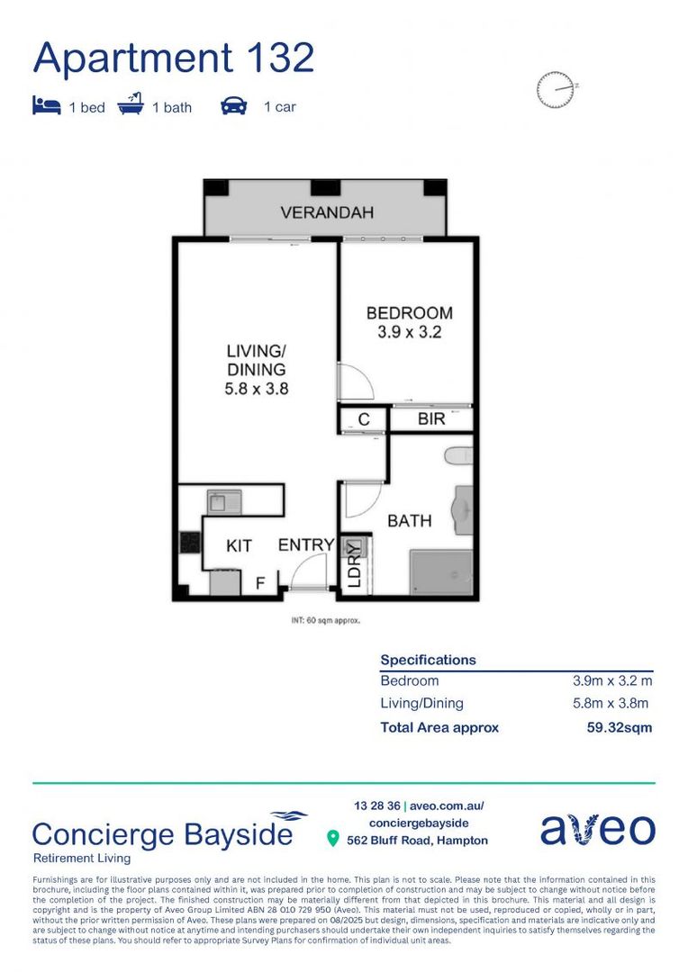 Light and bright one-bedroom apartment