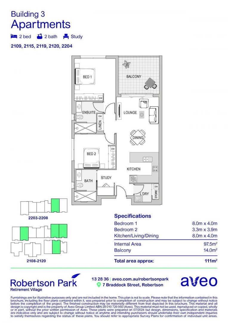 Open-plan two-bedroom apartment