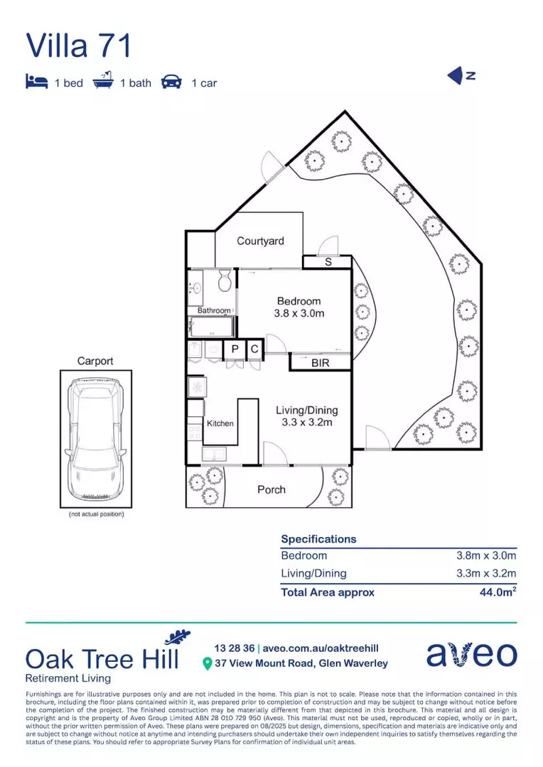 West-facing 1-bedroom villa