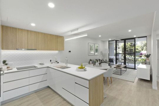 Lower open-plan two-bedroom apartment