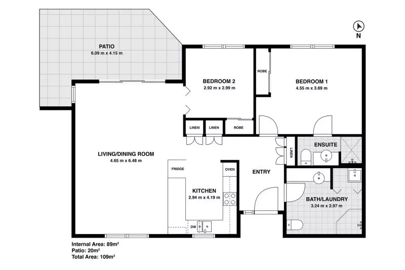 North facing ground level unit