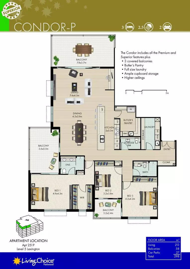 Penthouse perfection with amazing golf course views