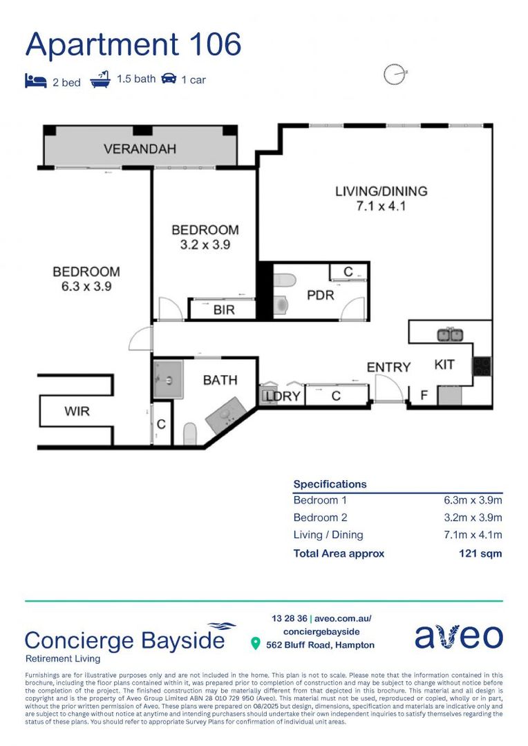 Large 2-bedroom,1.5 -bathroom ground-floor apartment