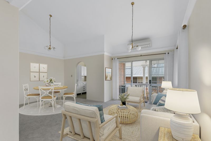 Immaculately presented upper level unit with leafy garden views