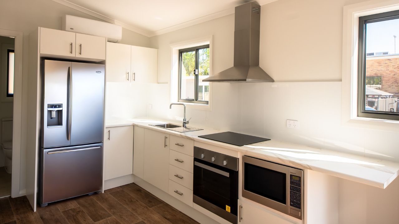 This modern two-bedroom home has been carefully designed for comfort and practicality.