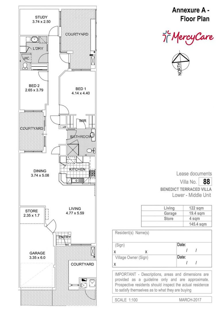 CURRENTLY UNDER RESERVATION. Light Filled North Facing Courtyard Villa