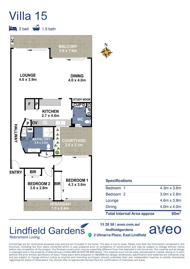 Spacious two-bedroom residence in a peaceful setting