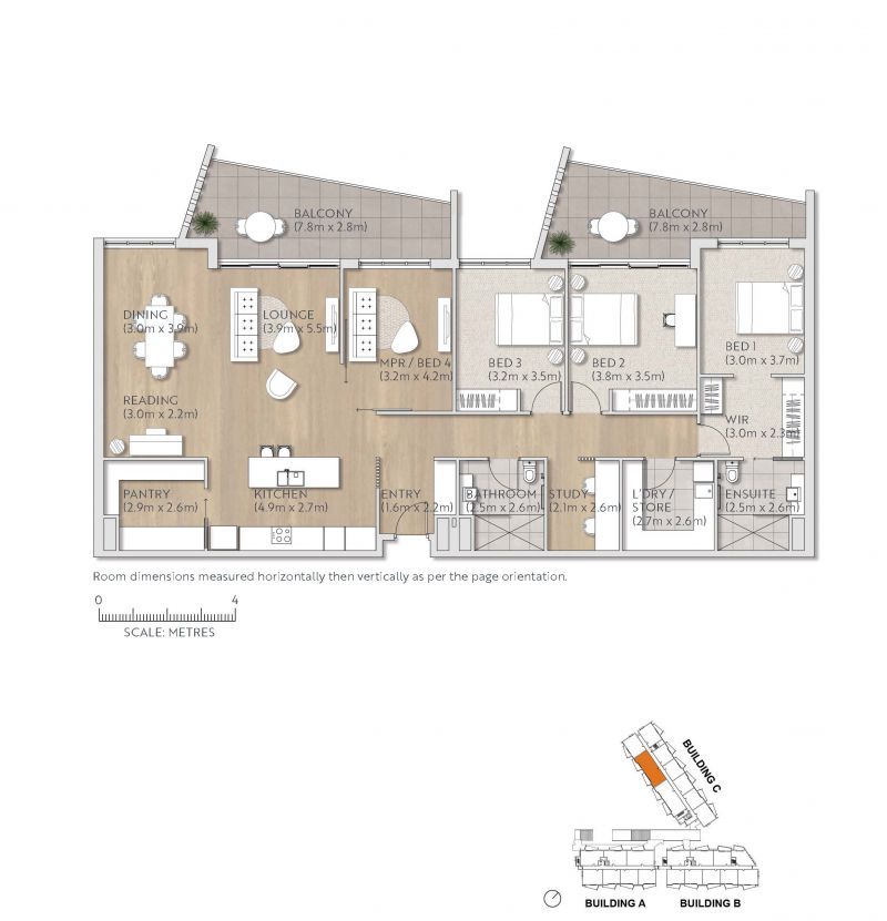 Type F - Enjoy the spacious three bedrooms, study, multipurpose-room and two balconies