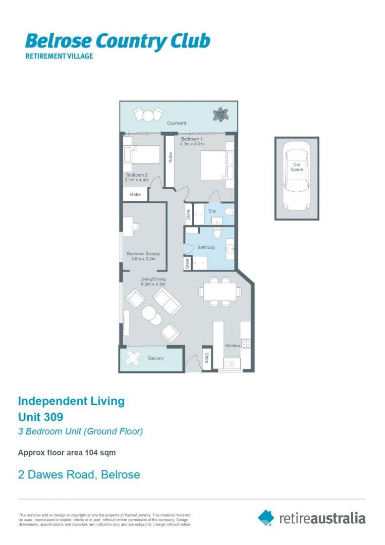 Fully renovated, contemporary style 3 bedroom unit with garden surrounds.