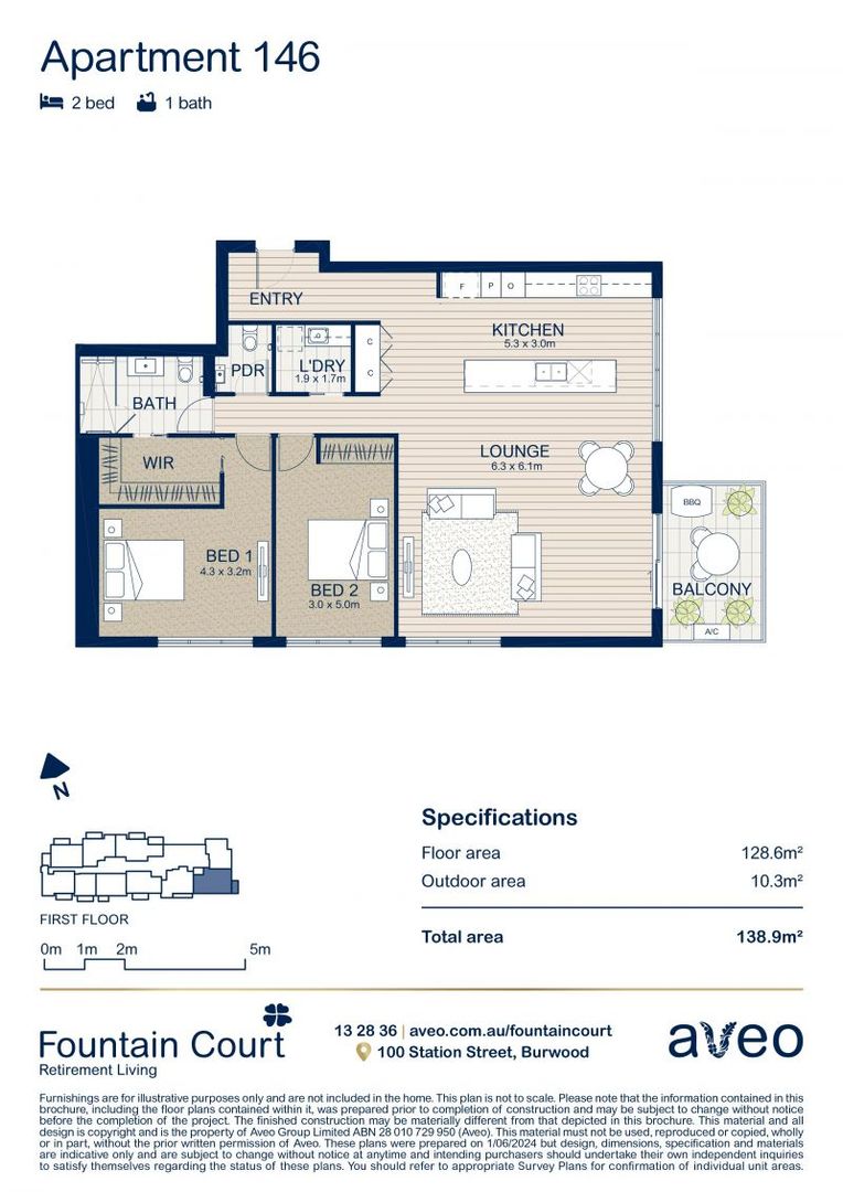 First-floor 2-bedroom corner apartment