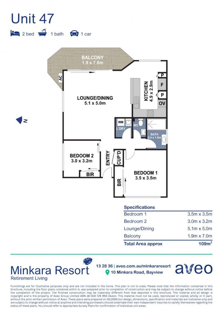 Spacious 2-bedroom home with leafy outlook