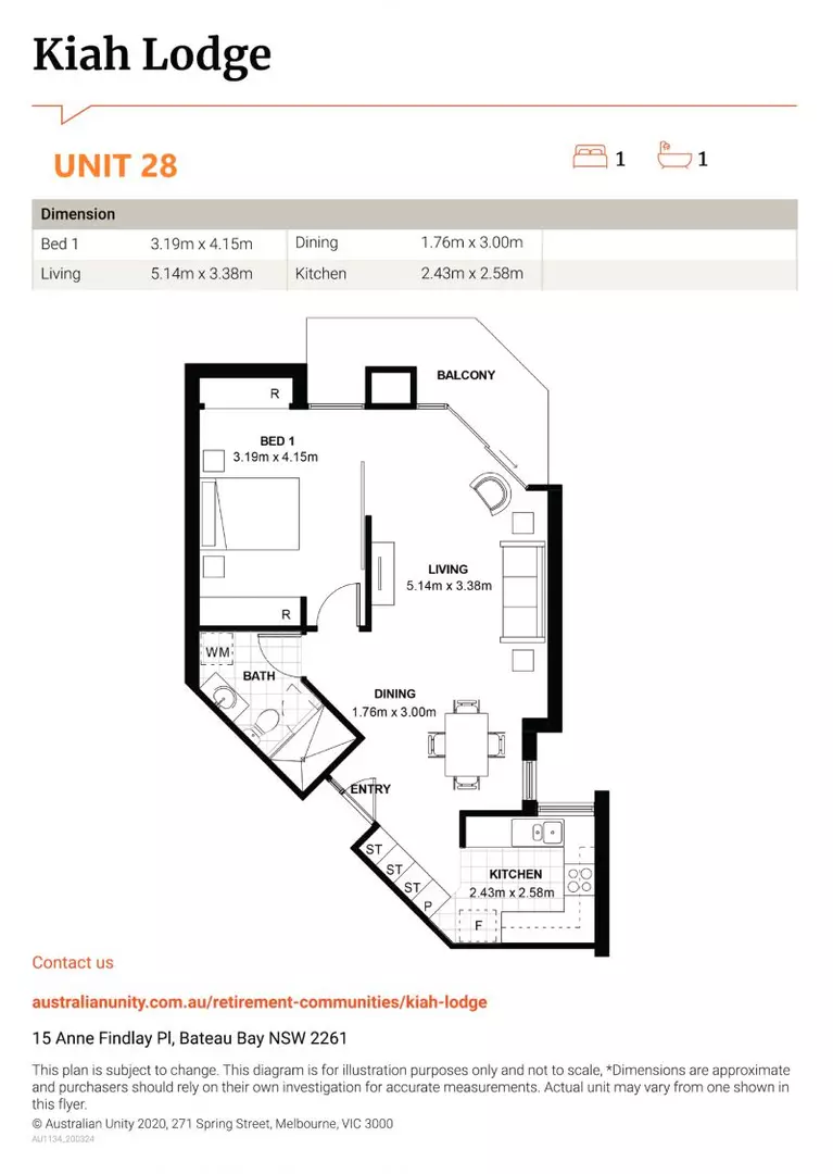 Spacious ground floor 1 bedroom unit