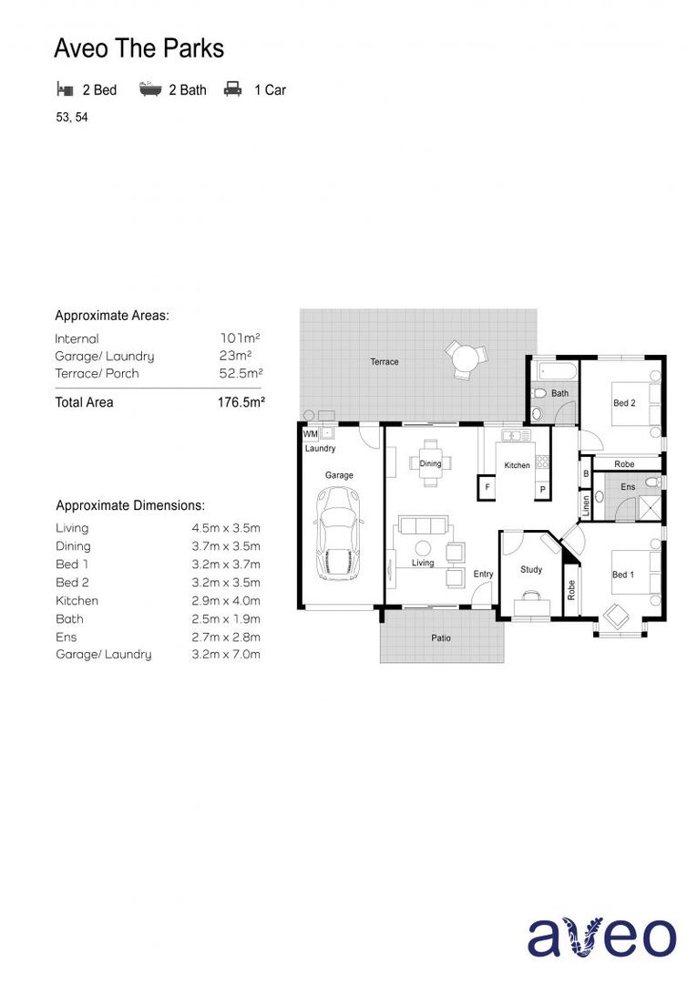 Great sized two-bedroom villa with large outdoor patio