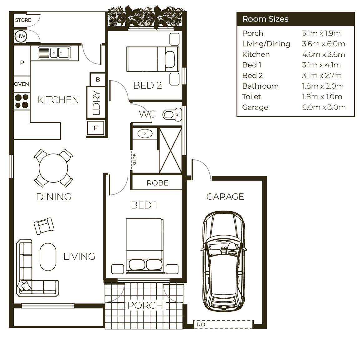 Two bedroom home with room for entertaining!