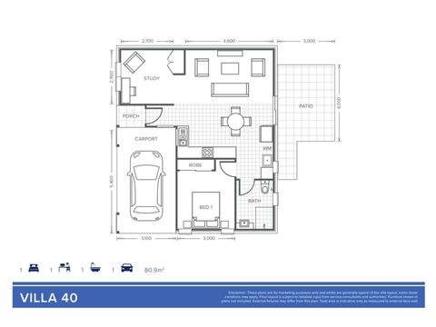 Villa 40 | 1 Bedroom + Study - Oak Tree Retirement Village Burpengary