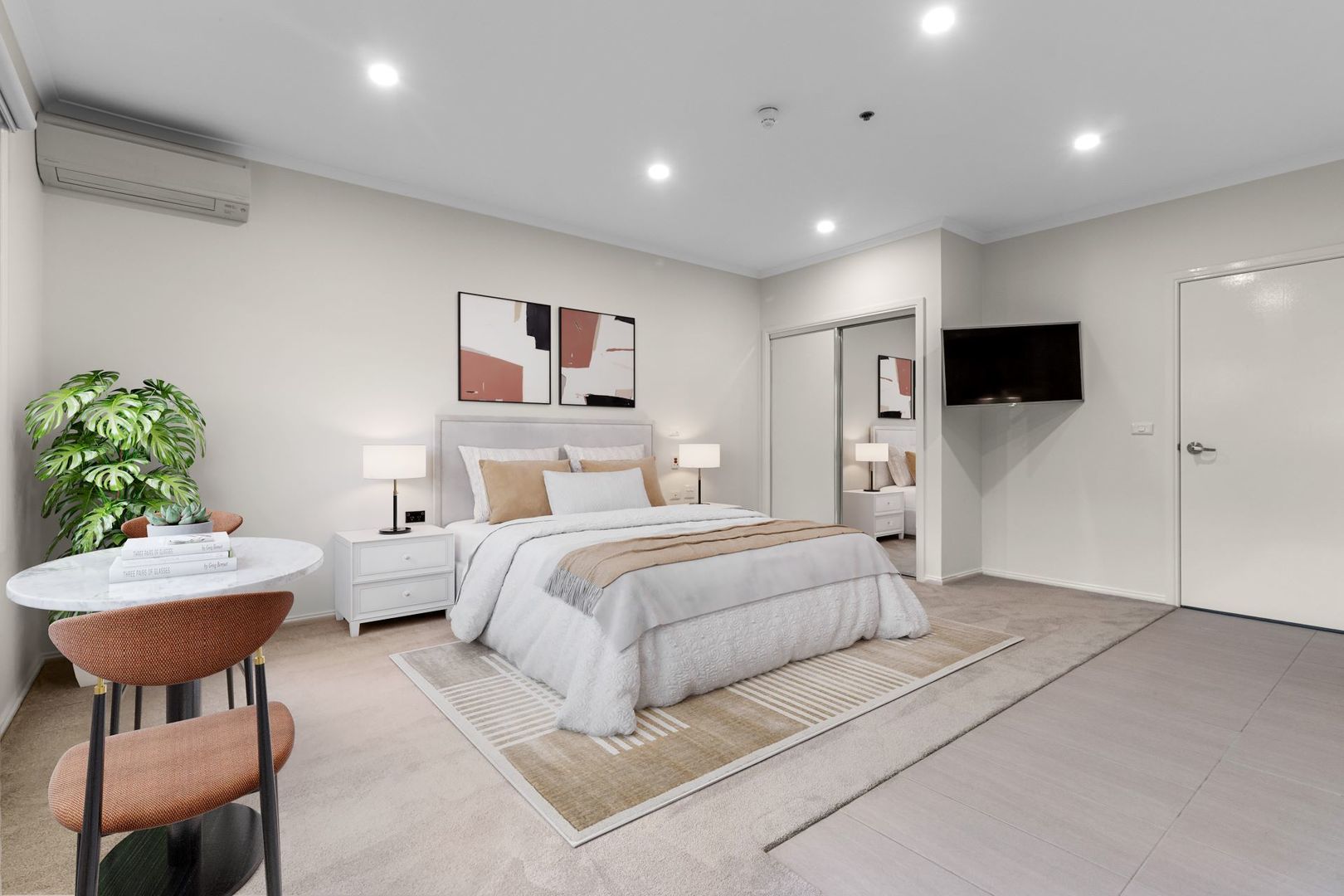 Modern apartment with beautiful window outlooks.