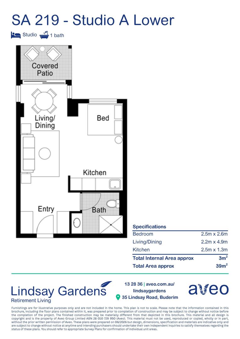 Easy-living studio in a convenient community location.