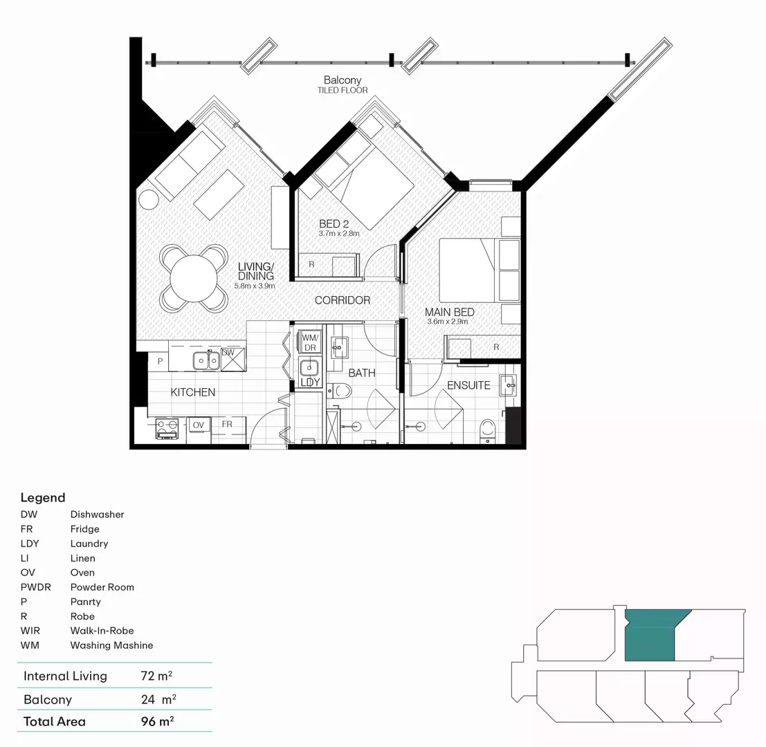 Architecturally Designed Two-bedroom Apartment on the 1st Floor
