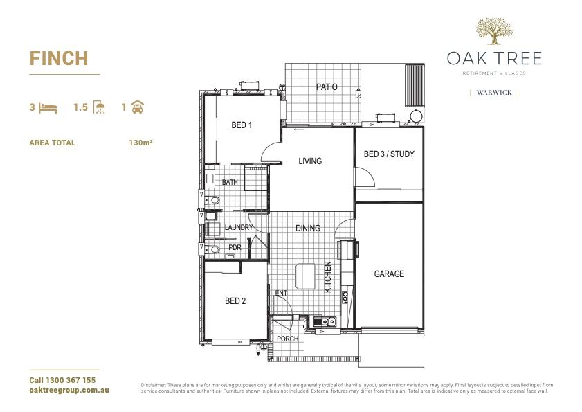 Oak Tree Retirement Village Warwick - FINCH DESIGN - 3 Bedroom + 2 Bathroom