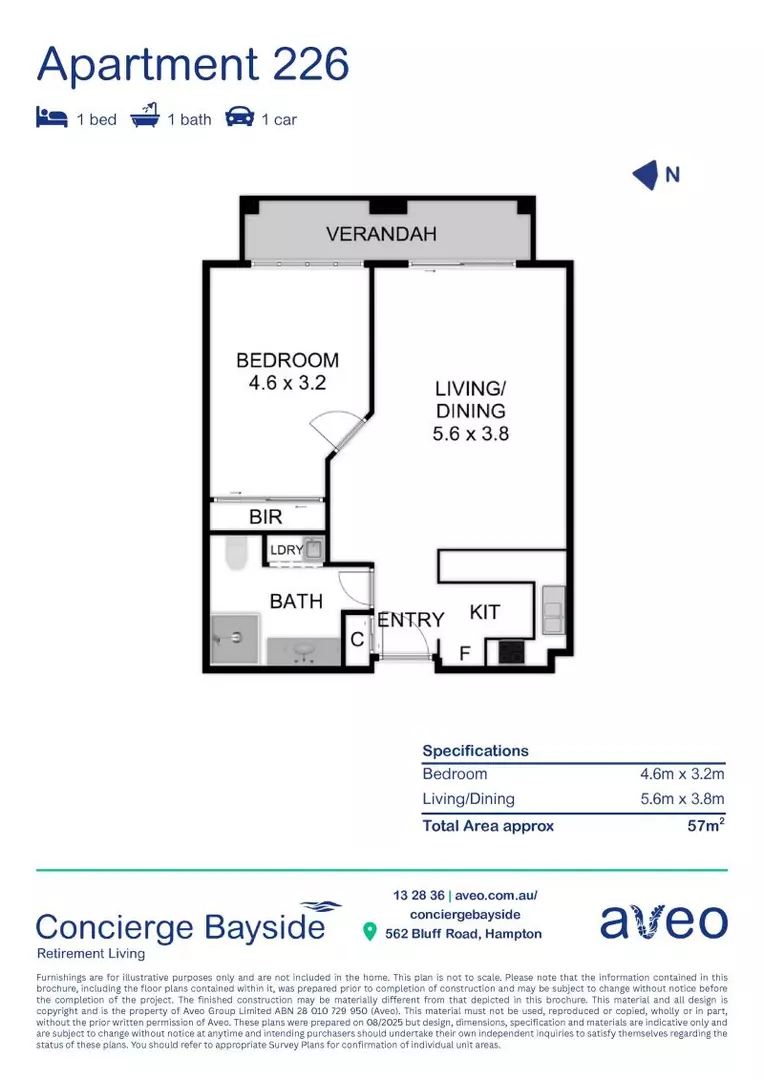 One-bedroom apartment with a large double balcony