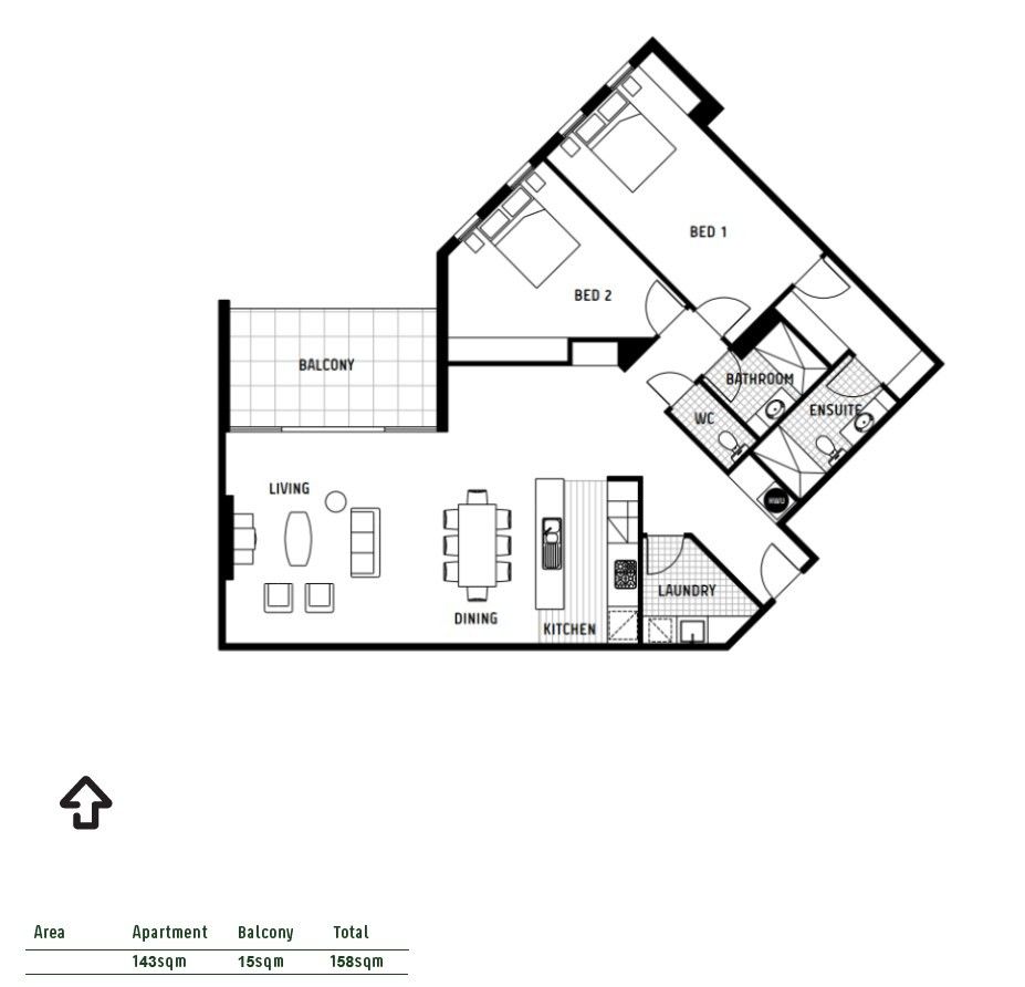 Oversized North-Facing Apartment with Garden Views