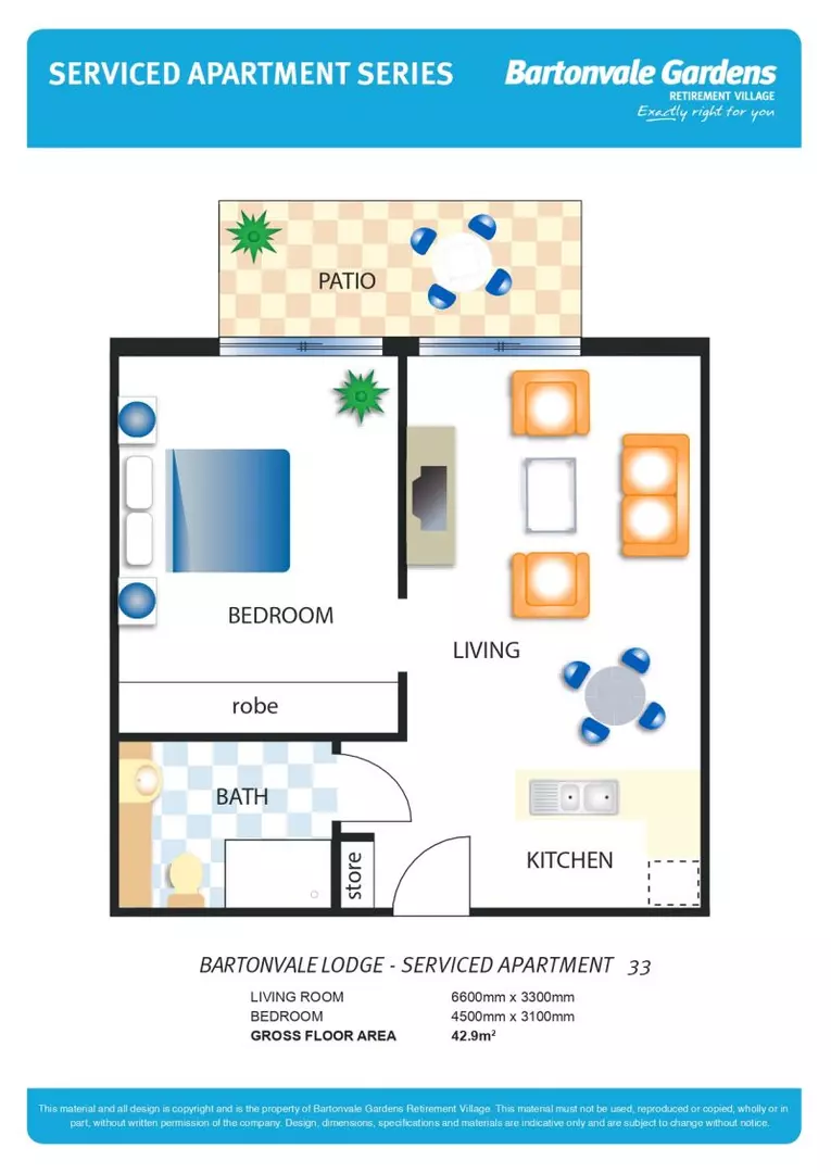 Modern one-bedroom apartment