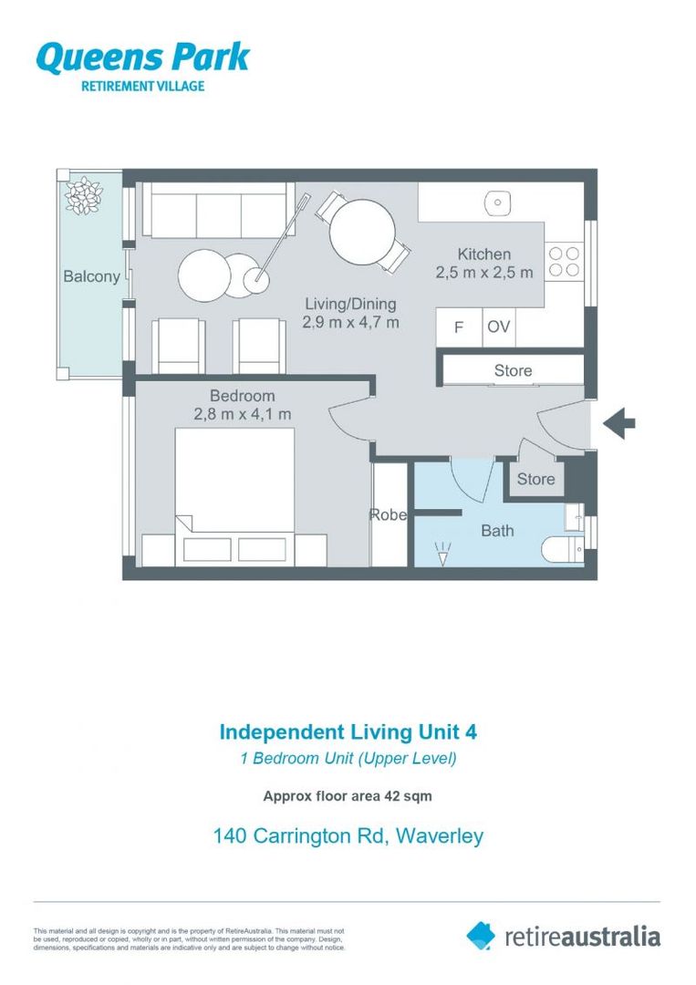 Gorgeous 1 bedroom unit with large open plan living/kitchen area.