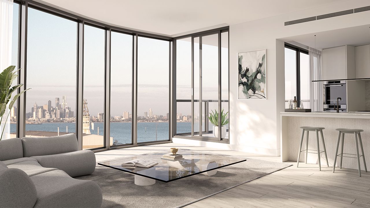 Bright two-bed Merchant apartment with a north-west aspect at Waterline Place, Williamstown.