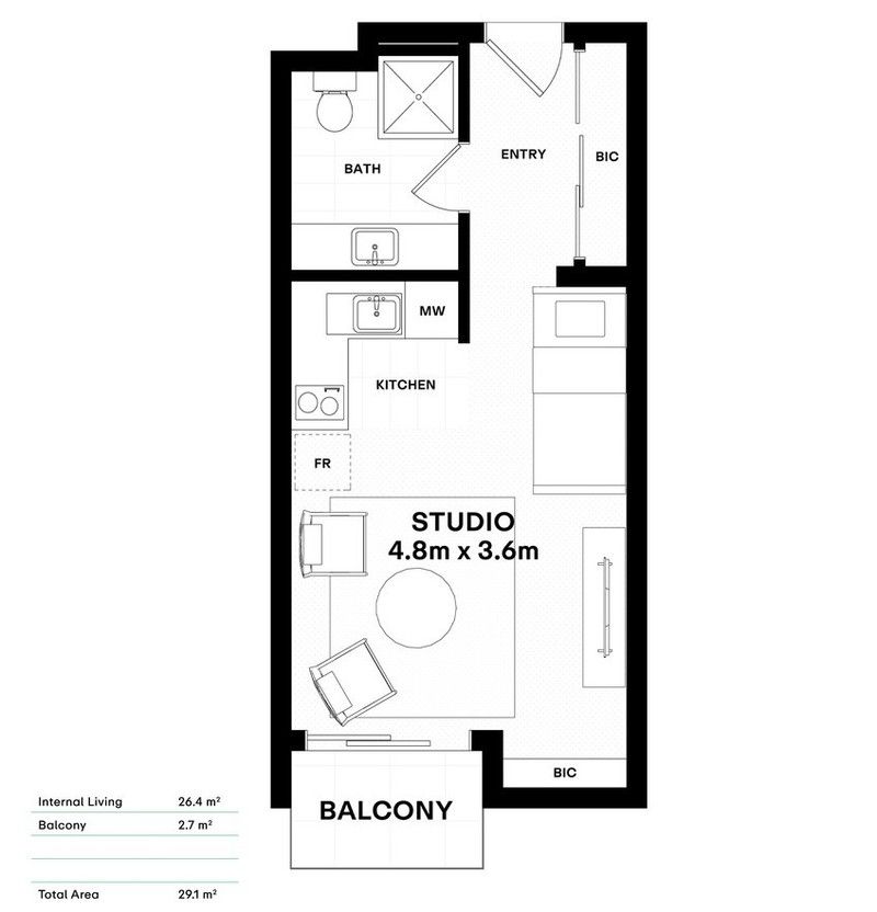 Stylish Studio Living in Prime Location