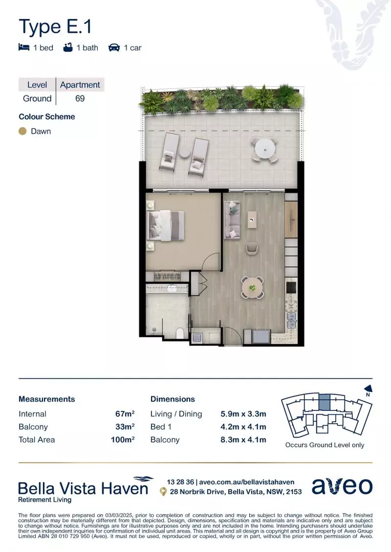 Spacious, light-filled 1-bedroom ground-floor apartment