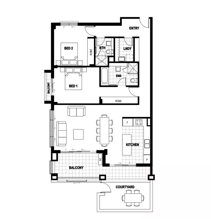 2 Bedroom Ground Floor Apartment at The Woniora 