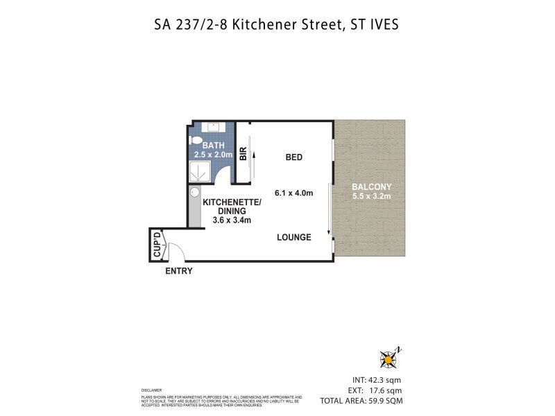Light-filled apartment with large balcony